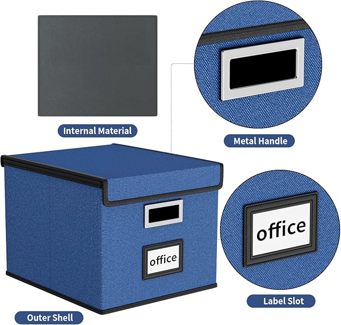 Huolewa Decorative File Organizer Boxes Office Document Storage - Image 3