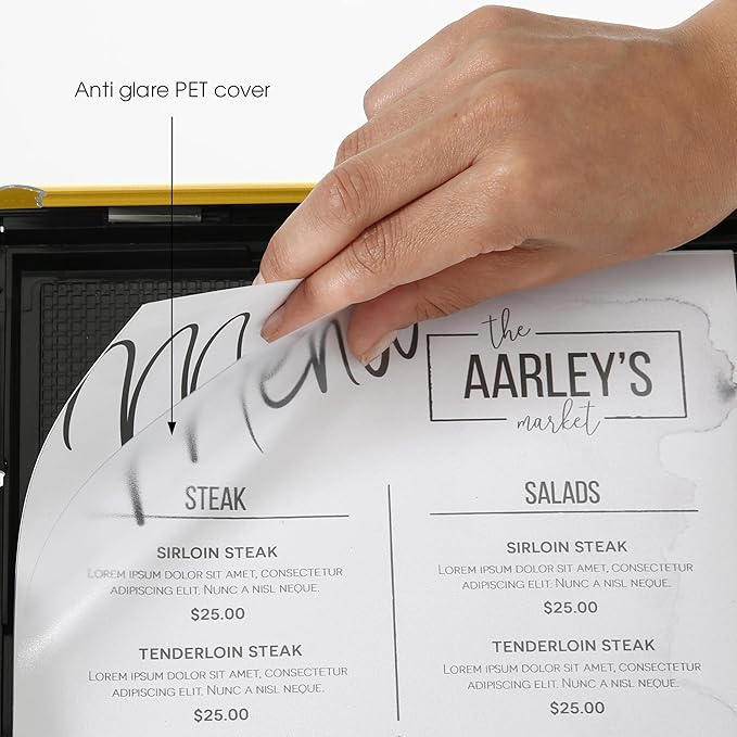 M&T Displays Simplistic Curved Menu Board 11x17 inch Gold Pedestal Sign Holder - Image 5