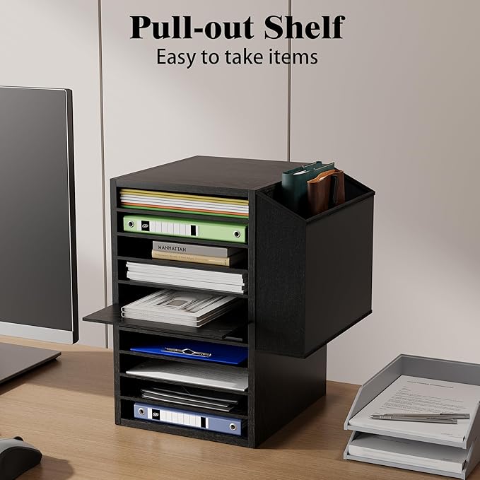 Office Mail Sorter, Wooden Paper Organizer - Image 3
