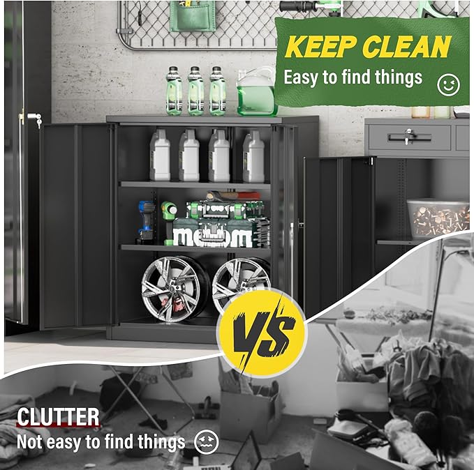 Greenvelly Metal Storage Cabinet, Lockable Storage Cabinets - Image 8