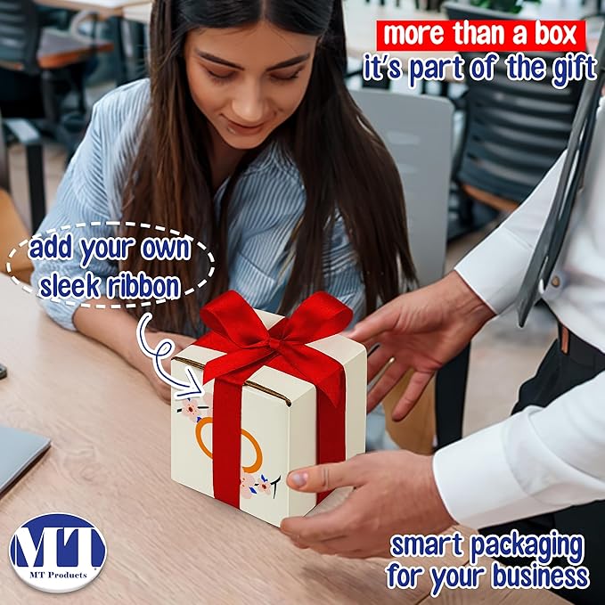 MT Products Custom Printed White Cardboard Shipping Boxes 7" x 7" x 7" - Image 3