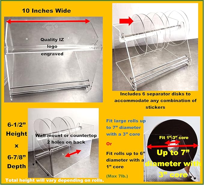 10 Inch, Heavy Duty Adjustable 6-Disk Label Dispenser, by Quality IZ - Image 4