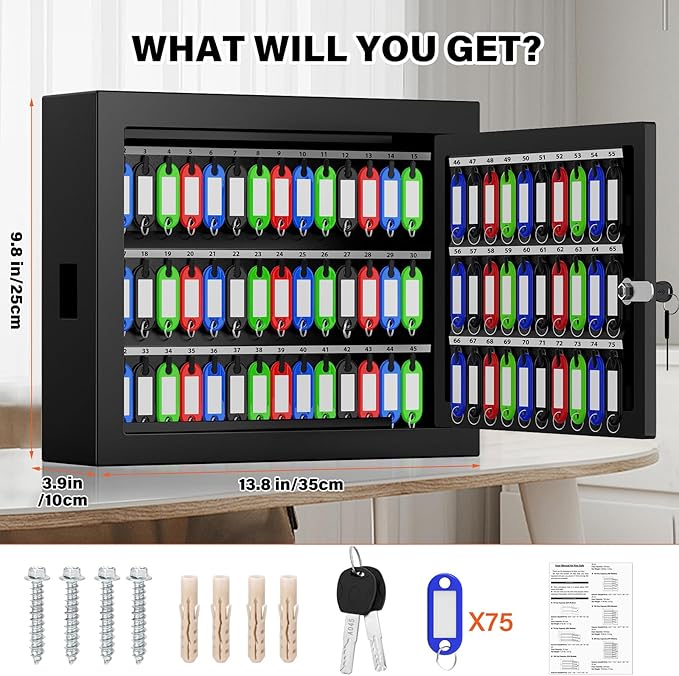 75 Keys Key Lock Box Wall Mount - Image 2