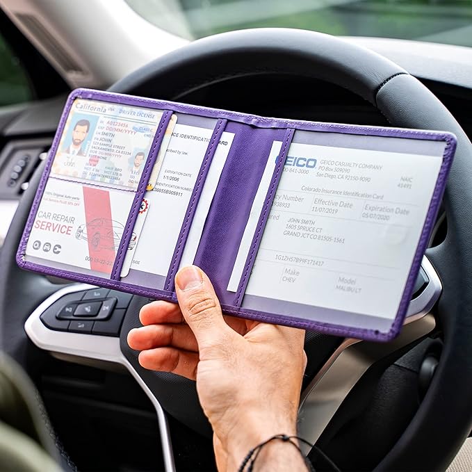 CANOPUS Car Registration and Insurance Holder, PU Leather Card Holder, Vehicle - Image 5
