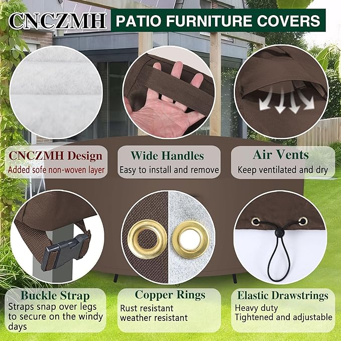 Heavy Duty Patio Furniture Covers Waterproof, 600D Round Outdoor Furniture - Image 5