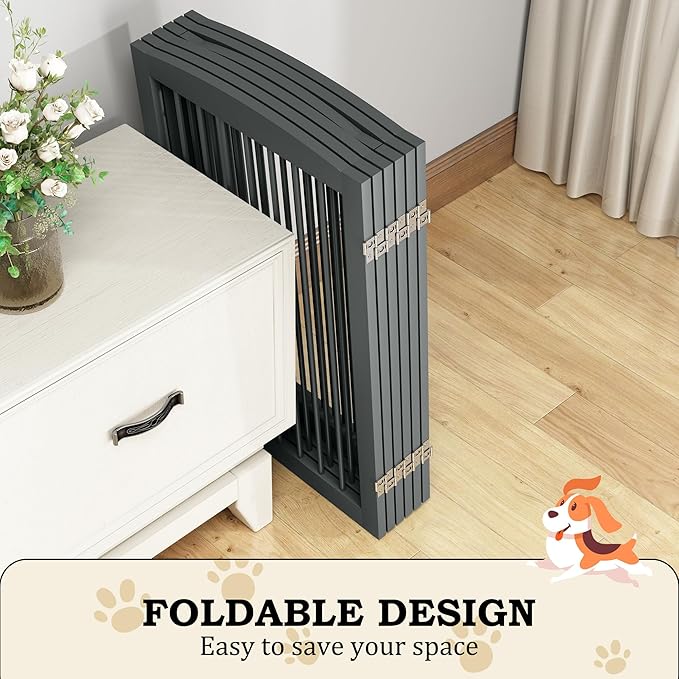 Freestanding Pet Gate with Door, Tall Dog Gate - Image 4