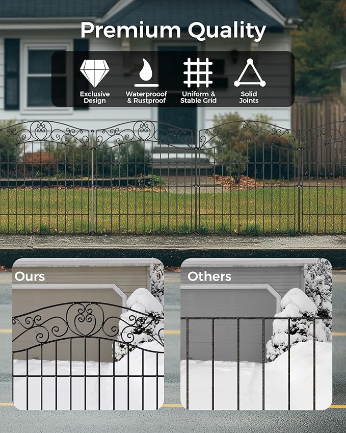10 Panels No Dig Decorative Outdoor Garden Fence, 40 in X 23.6 ft Animal - Image 3
