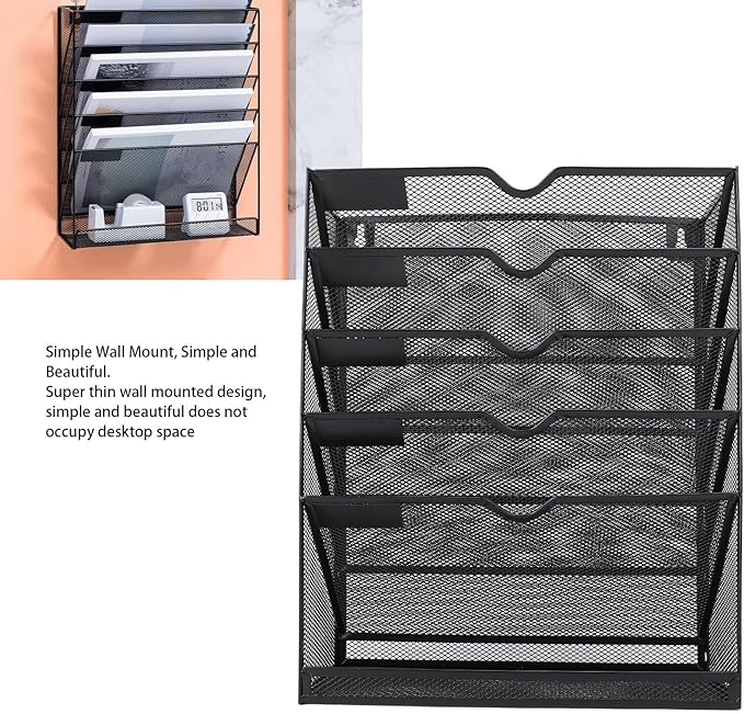 Walfront Hanging Wall File Holder 6 Tier Metal Hanging Wall Mount File Organizer - Image 5