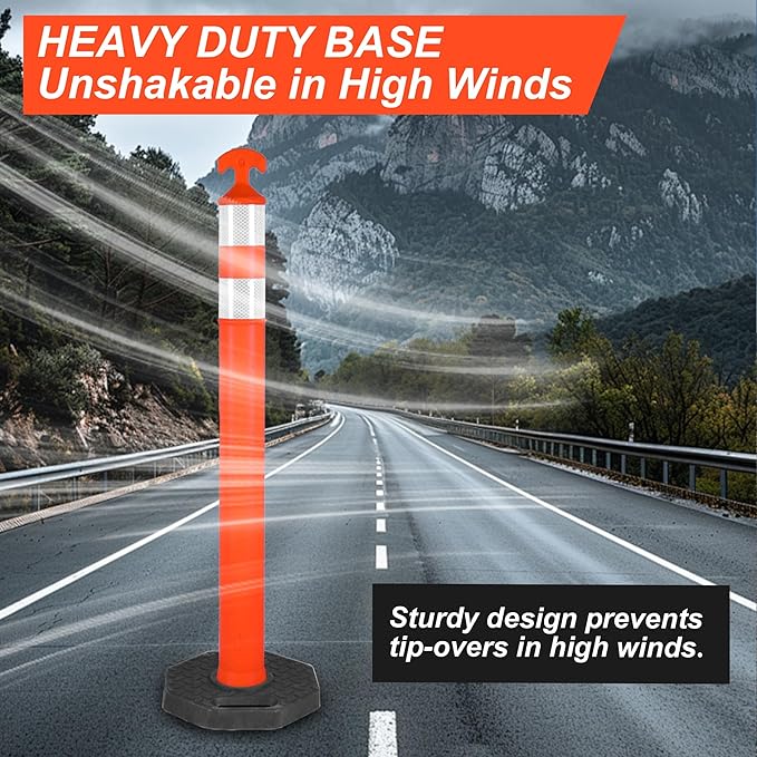42" Traffic Delineator Posts, 3 Pack Orange Safety Cones - Image 5