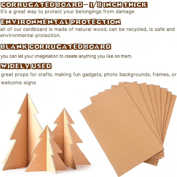 100 Pcs Corrugated Cardboard Sheets Set Corrugated Packaging Pads Paper Flat - Image 4