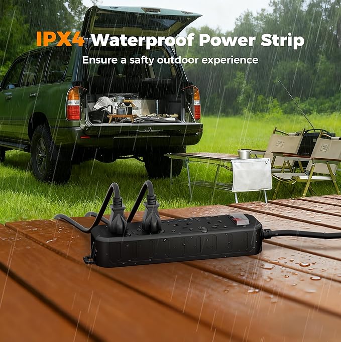 Outdoor Power Strip Weatherproof, TESSAN 50FT Long Extension Cord Waterproof - Image 2