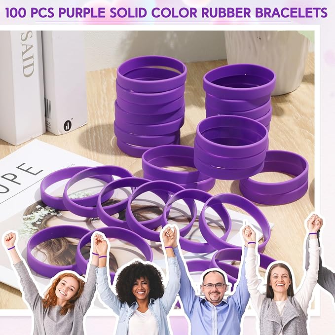 Liliful 100 Pcs Silicone Rubber Wristbands Rubber Wristband Bracelet Bands - Image 6