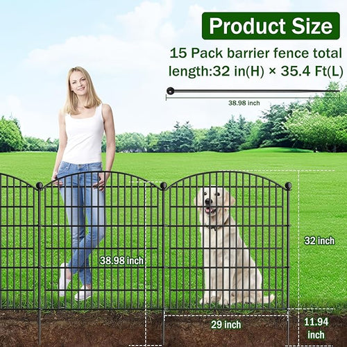 15 Panels Decorative Garden Fence - 32 in x 35.4 ft No Dig Dog Fence Outdoor - Image 2
