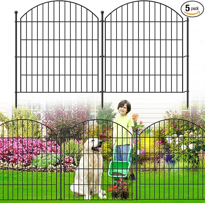 Decorative Garden Fence 32in x12ft, 5 Pack No Dig Fence Animal Barrier by Thrivinest