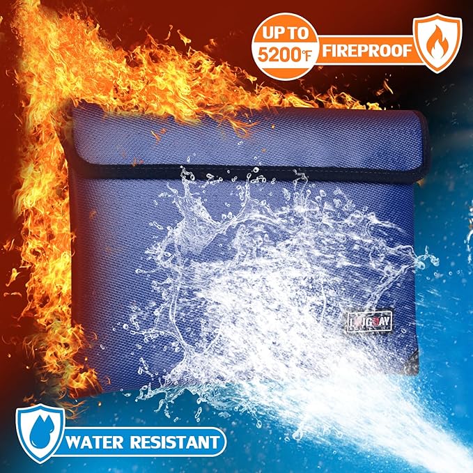 Fireproof Bag with 5200℉ Thermal Insulated, Waterproof Fireproof Box with Zipper - Image 2