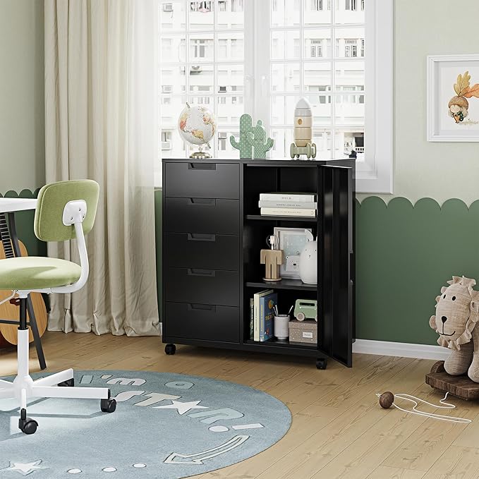 Letaya 5 Drawer Storage Cabinet, Mobile Printer Stand - Image 2