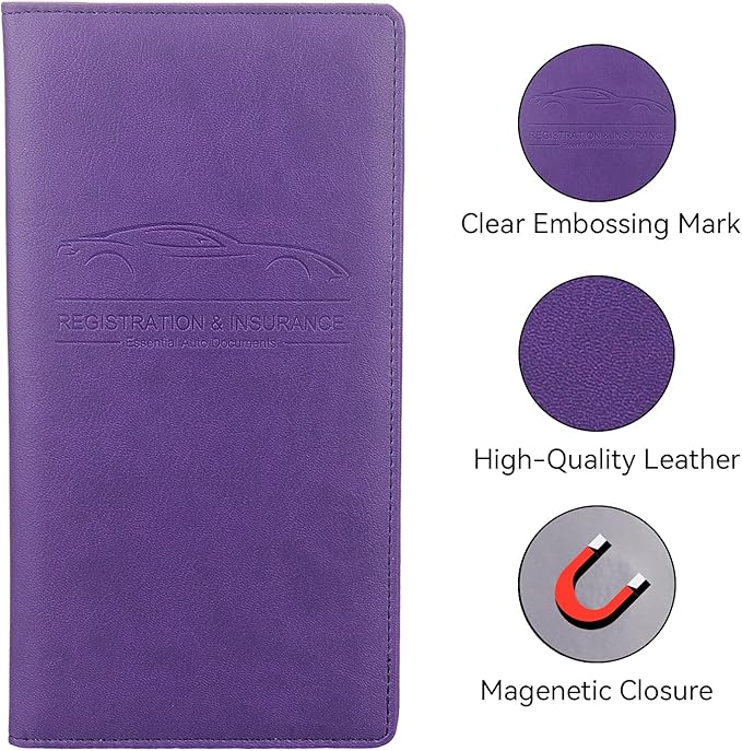 Car Registration and Insurance Holder, Premium Pu Leather Vehicle Glove Box - Image 3