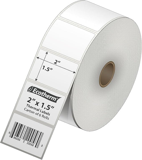 2" x 1.5" Thermal Labels | 6 Rolls | 8220 Labels | fits Zebra, Offnova Thermal - Image 2