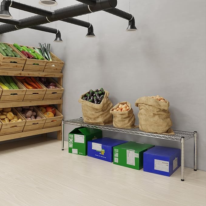 14''W x 60''L x 14''H Chrome Plated Wire Dunnage Rack | Off The Floor Storage - Image 2