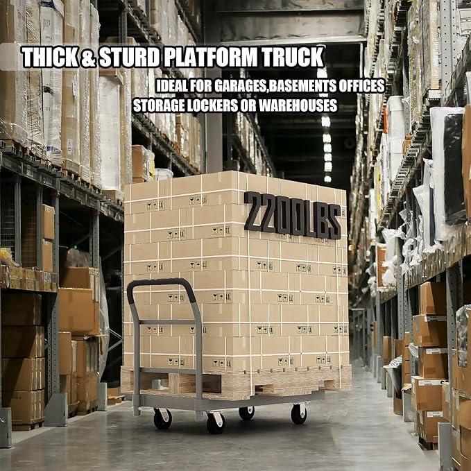 Heavy Duty Flatbed Cart, 2200LB Foldable Platform Truck Industrial Grade Weight - Image 5