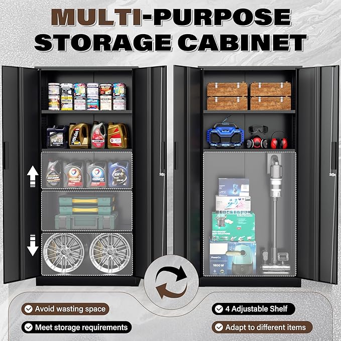 Incbruce 72” Metal Storage Cabinet, Garage Cabinets and Storage System - Image 7