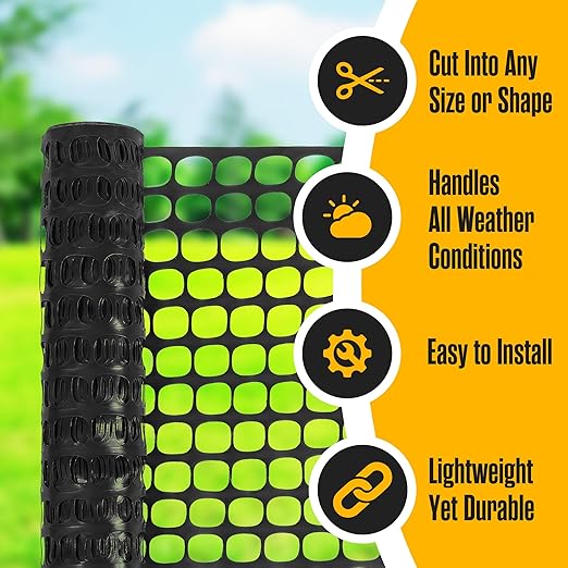 Houseables Fencing, Temporary Fence, Snow Fence, 4x100' Feet, 10.55 lb/roll - Image 3