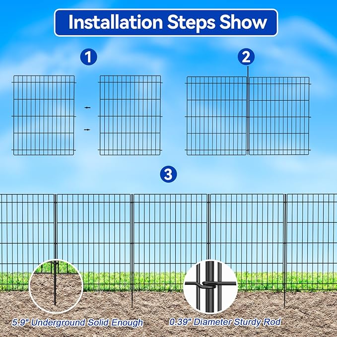 INJOPEXI Garden Fence 6 Panels 11.8ft×30in Decorative Garden Fences - Image 4