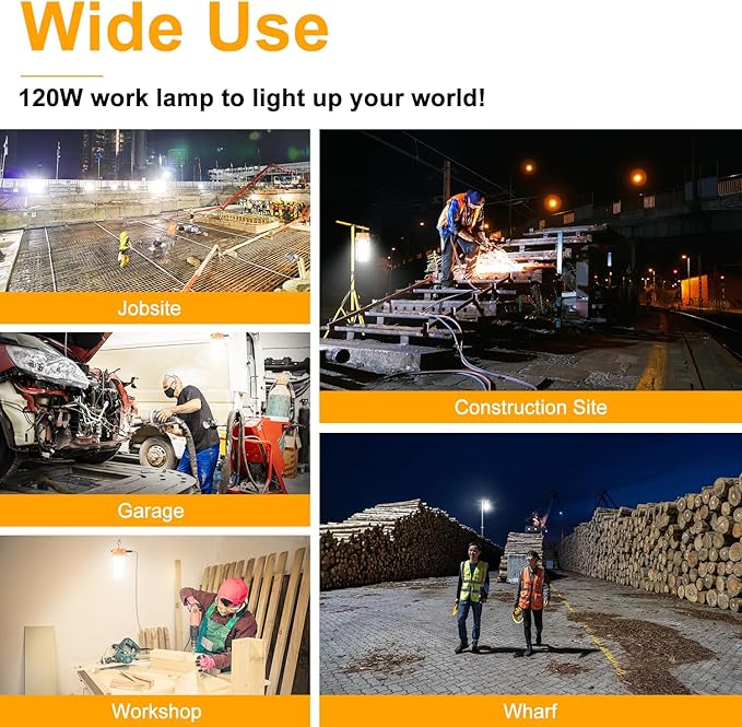 120W LED Temporary Work Light 18000LM Construction Lights 5000K Led Work Light - Image 5