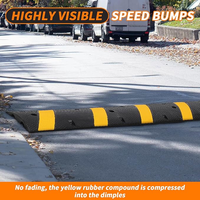 Heavy Duty Speed Bumps for Driveway, 6 ft 2 Pack Rubber Speed Bumps, 2 Channel - Image 5