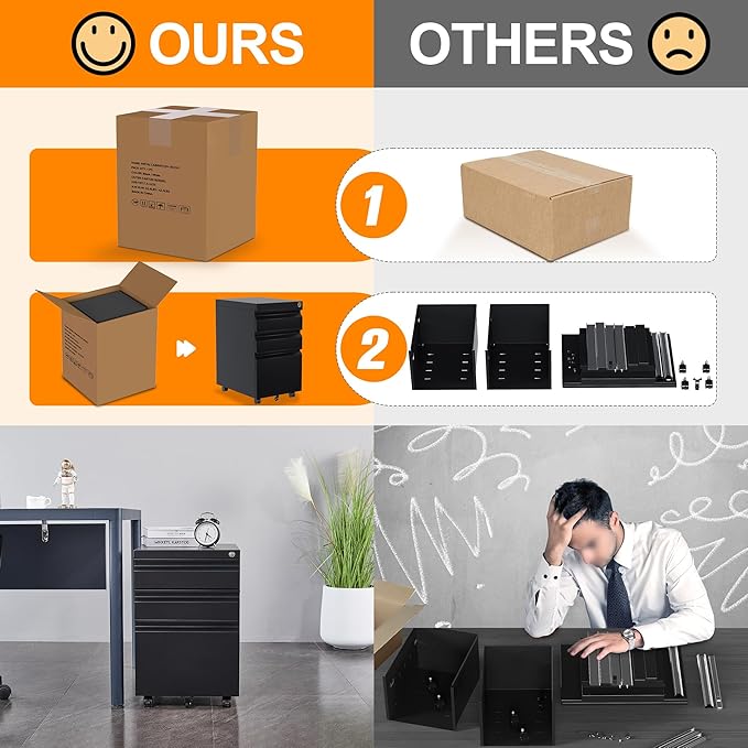 Aobabo 3 Drawer File Cabinet - Image 4