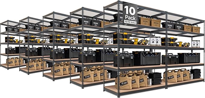 HOMEDANT 5 Tier Storage Shelves Adjustable Laminated Boltless Garage Metal by TheBestOrganizingSolution