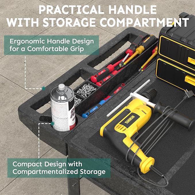 Heavy Duty Utility Rolling Tool Cart, 1000 lbs Capacity Flat Top Plastic - Image 5