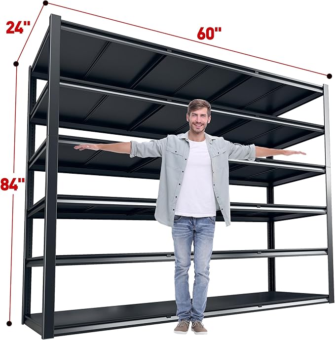REIBII 60 "W Storage Shelves Heavy Duty, 6 Tier Garage Shelving, 3500 LBS - Image 3