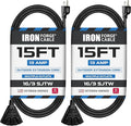 Iron Forge Cable 2 Pack 15 Ft Black Extension Cord by IronForgeCable