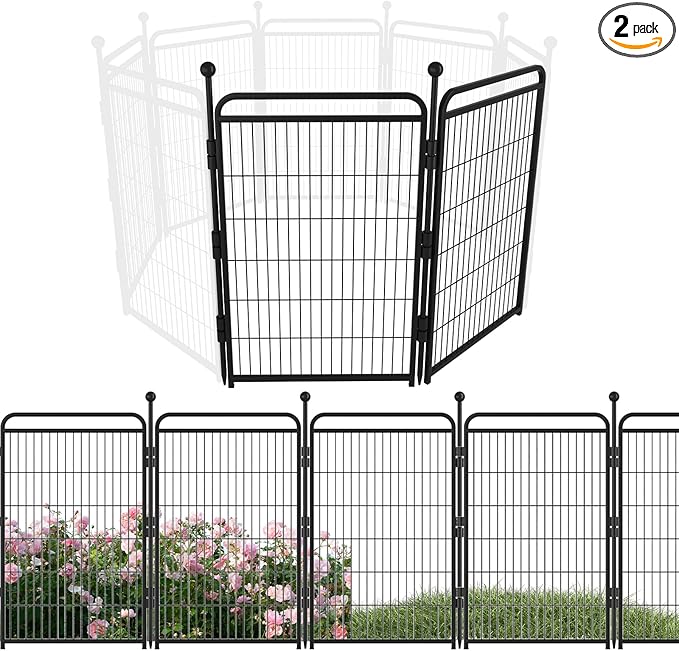 Decorative Garden Fence 40in x52in, Thicken 2 Panels Metal No Dig Outdoor Dog by GardnerPet