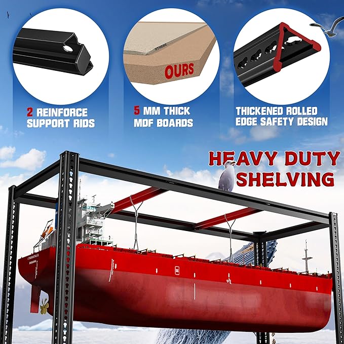 60" W Garage Shelving 72" H Metal Shelving 3500LBS Storage Shelves Heavy Duty 5 - Image 6