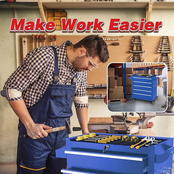 5-Drawer Tool Chest with Wheels & Drawers, Toolbox Organizer Storage - Image 6