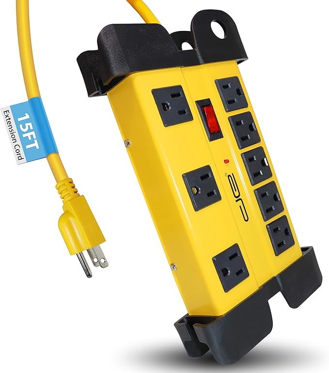 Digital Energy 15 Foot Long Surge Protector 8-Outlet Heavy Duty Metal Mountable - Image 3