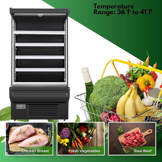 52" Display Refrigerators Open Air Food Refrigerated Display Case - Image 3