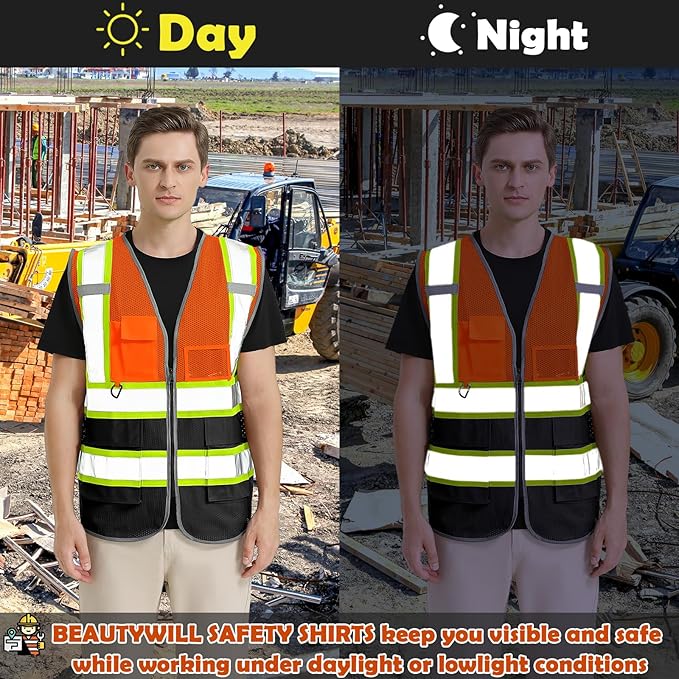 BeautyWill Custom Logo 10/20 Pack Safety Vest Class2 High Visibility Vest - Image 6