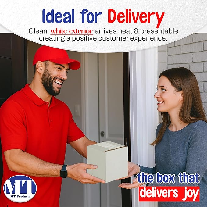 MT Products Sturdy White Corrugated Cardboard Shipping Boxes 7" x 7" x 7" - Image 5