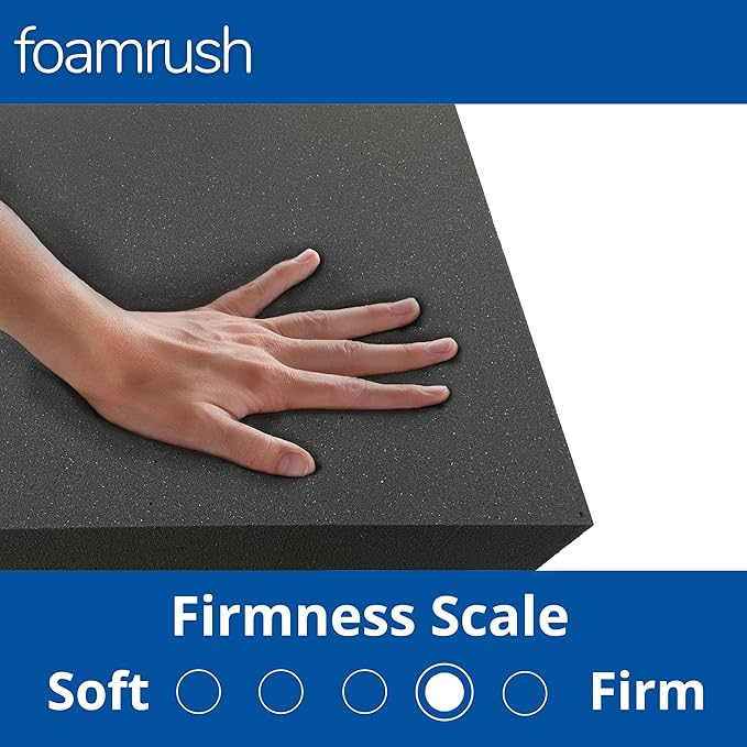 FoamRush 5" x 24" x 72" Charcoal High Density Upholstery Foam Cushion Made in - Image 4