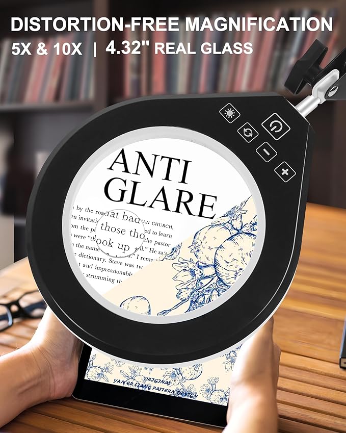 10X & 5X Magnifying Glass with Light, Ultra Long Swing Arm, 5 Colors & 10 - Image 2