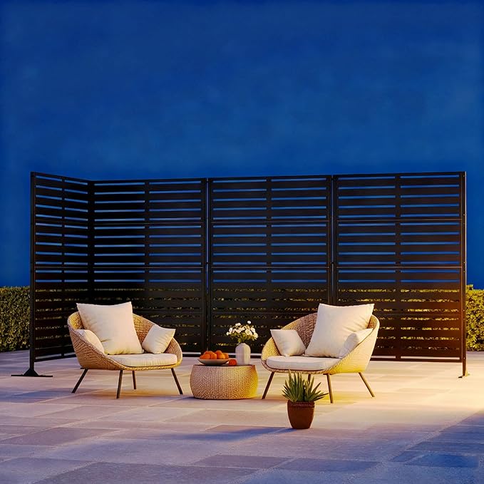 Modern Shade Metal Privacy Screen 72" H x 48" W, Freestanding Decorative - Image 2