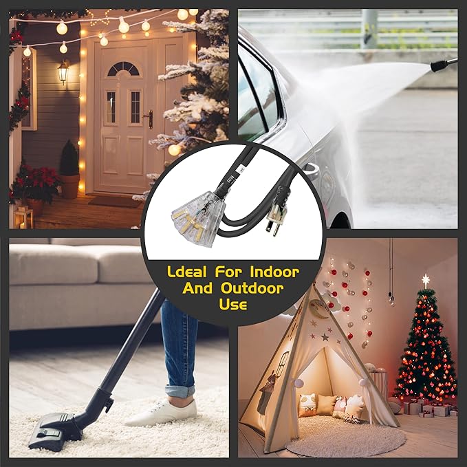 3-Outlets Indoor Outdoor Extension Cord Weatherproof - Image 6