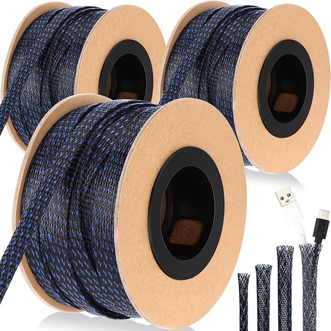 Pangda 300 Feet 1/4, 3/8 Inches Wire Loom Pet Expandable Braided Sleeving by Pangda