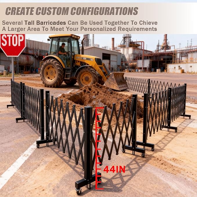 18 FT 44" High Industrial Metal Expandable Barricade，Retractable Traffic Fence - Image 7