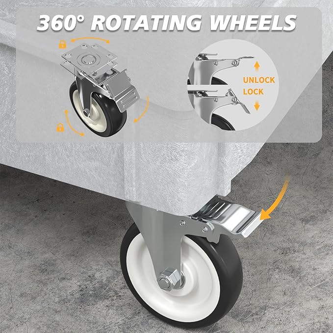 Utility Cart on Wheels, 2 Shelf Heavy Duty Large Flat Top Rolling Cart - Image 3