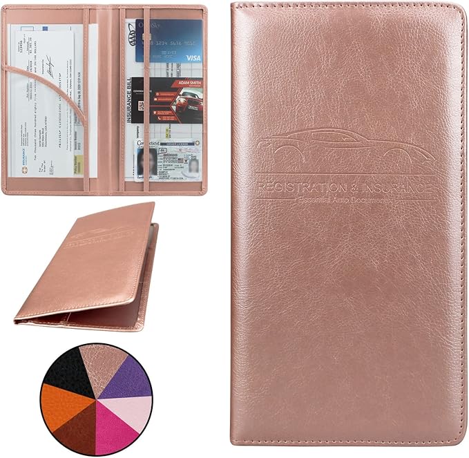 Car Registration and Insurance Holder, Premium Pu Leather Vehicle Glove Box by Miunice