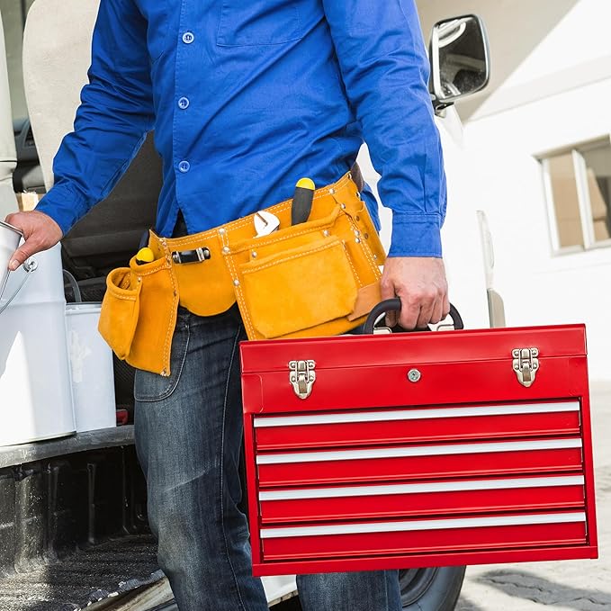 4 Drawers Metal Tool Box Portable Steel Tool Chest - Image 7